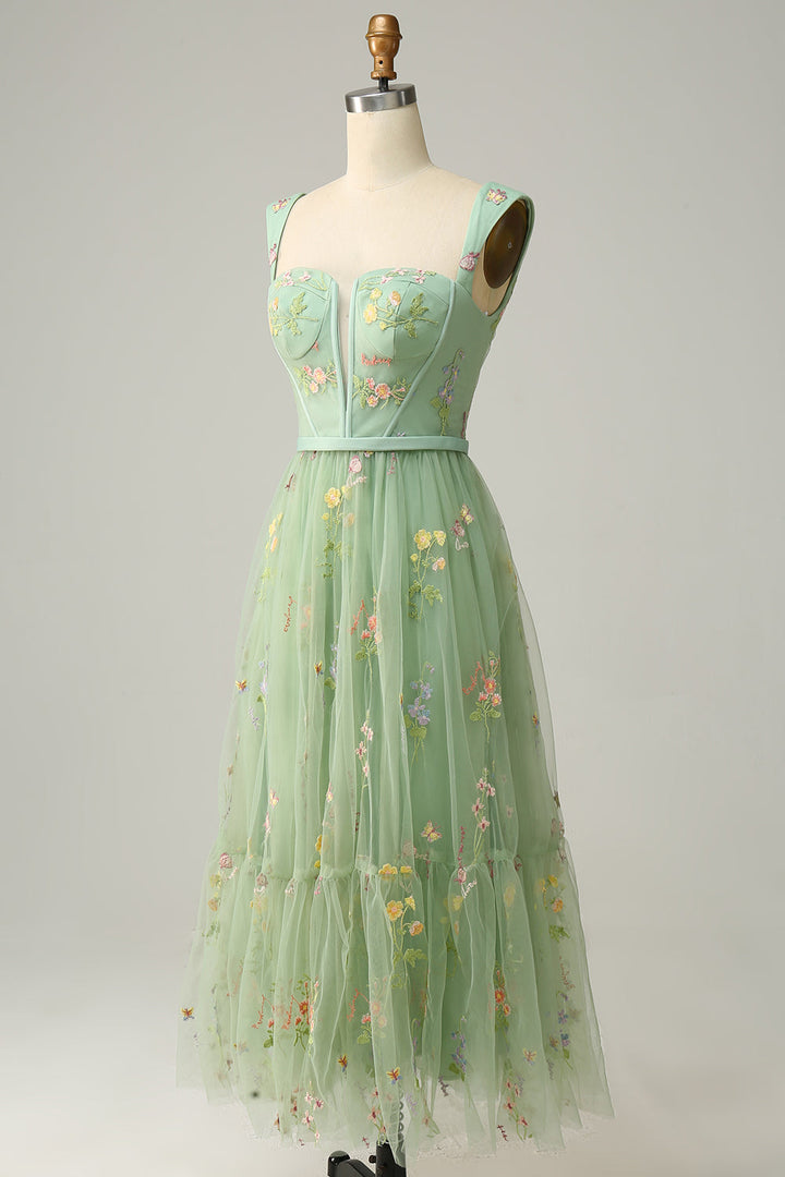 Stylish Long A-Line Ball Gown with Embroidery - Anna