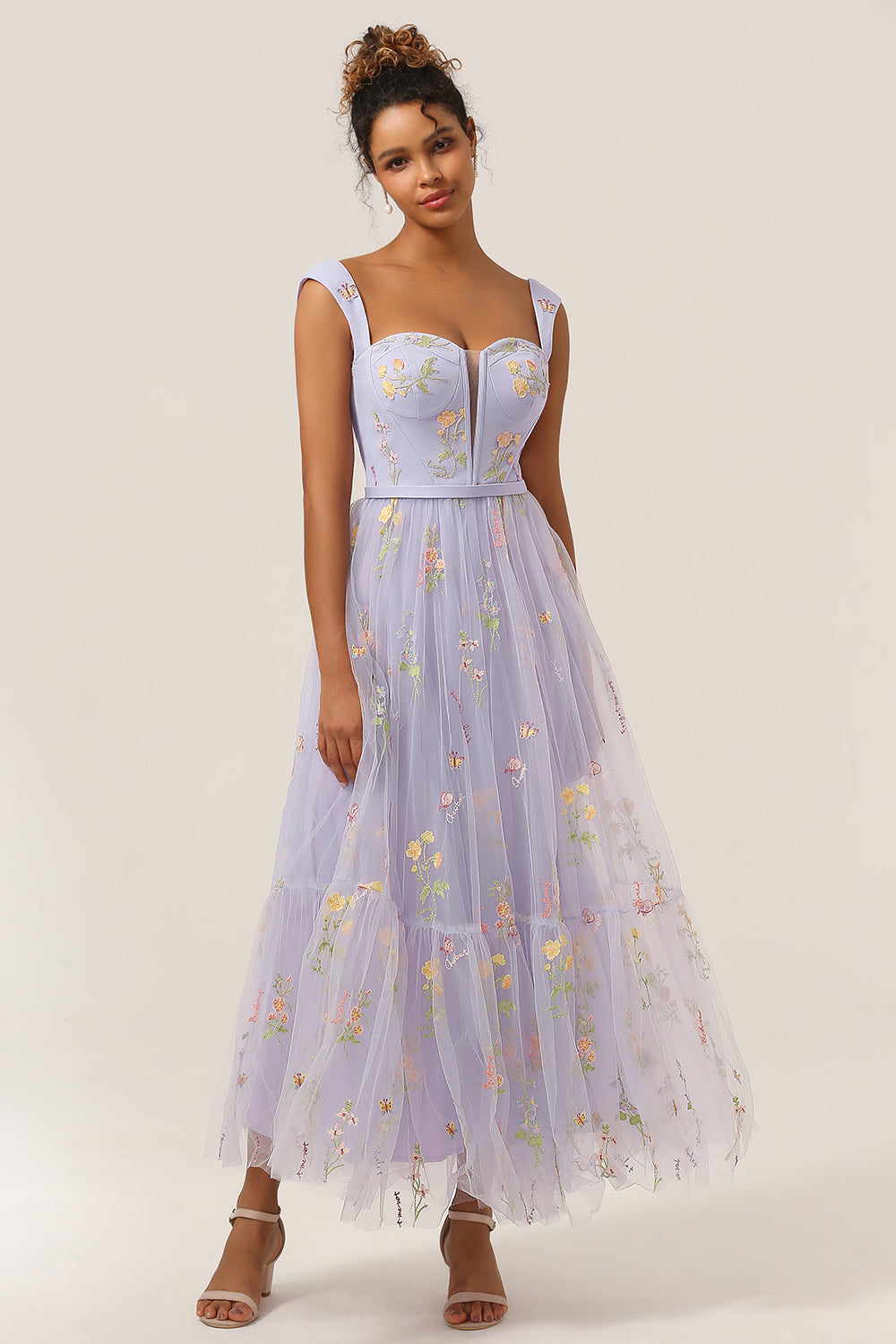 Stylish Long A-Line Ball Gown with Embroidery - Anna