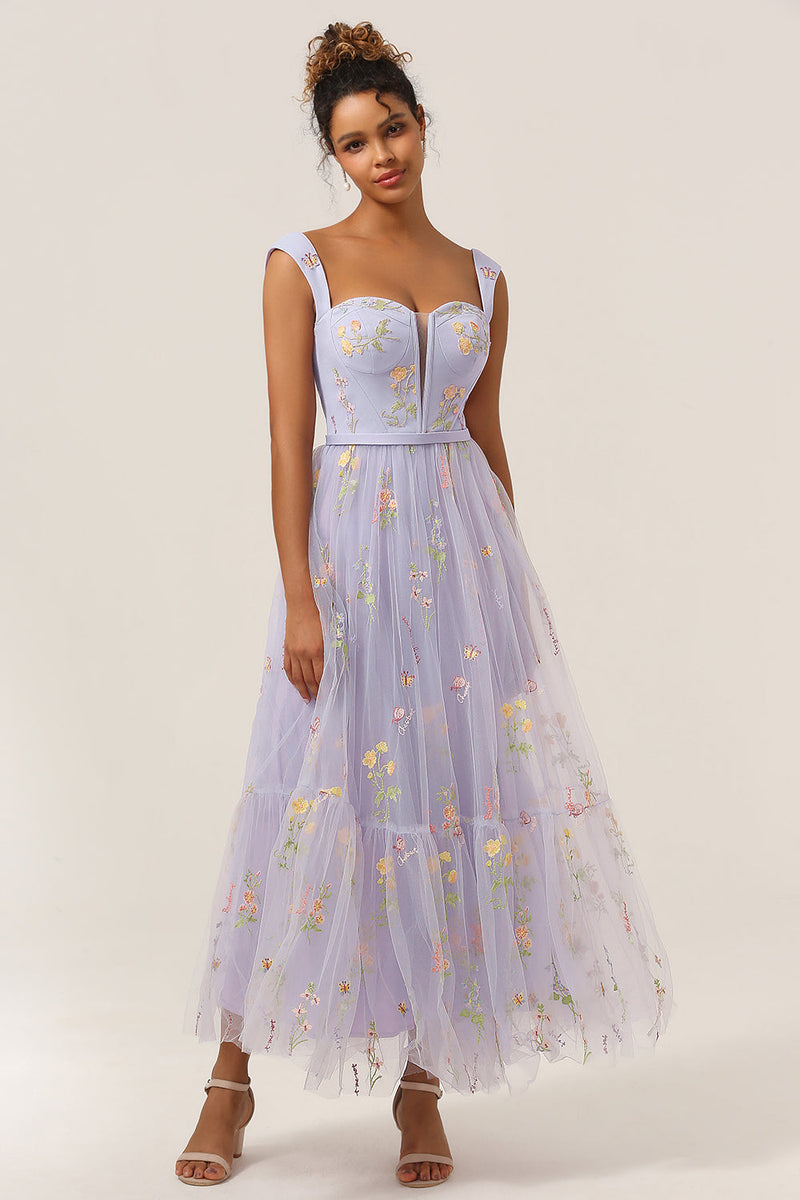 Stylish Long A-Line Ball Gown with Embroidery - Anna