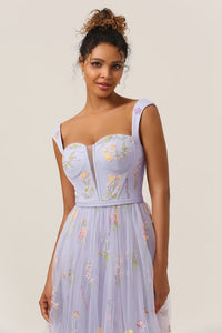 Stylish Long A-Line Ball Gown with Embroidery - Anna