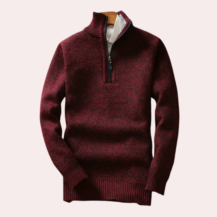 Shizley - Herrenpullover mit hohem Kragen und Reißverschluss