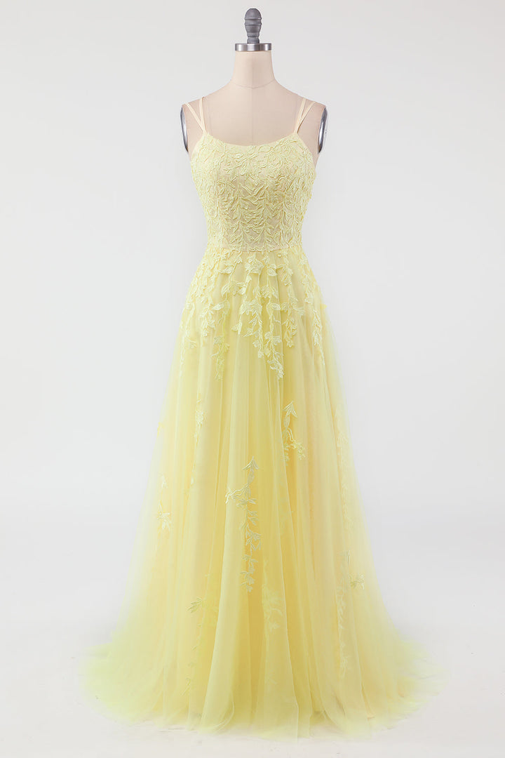 Fashionable Tulle Evening Dress with Appliqués - Victoria