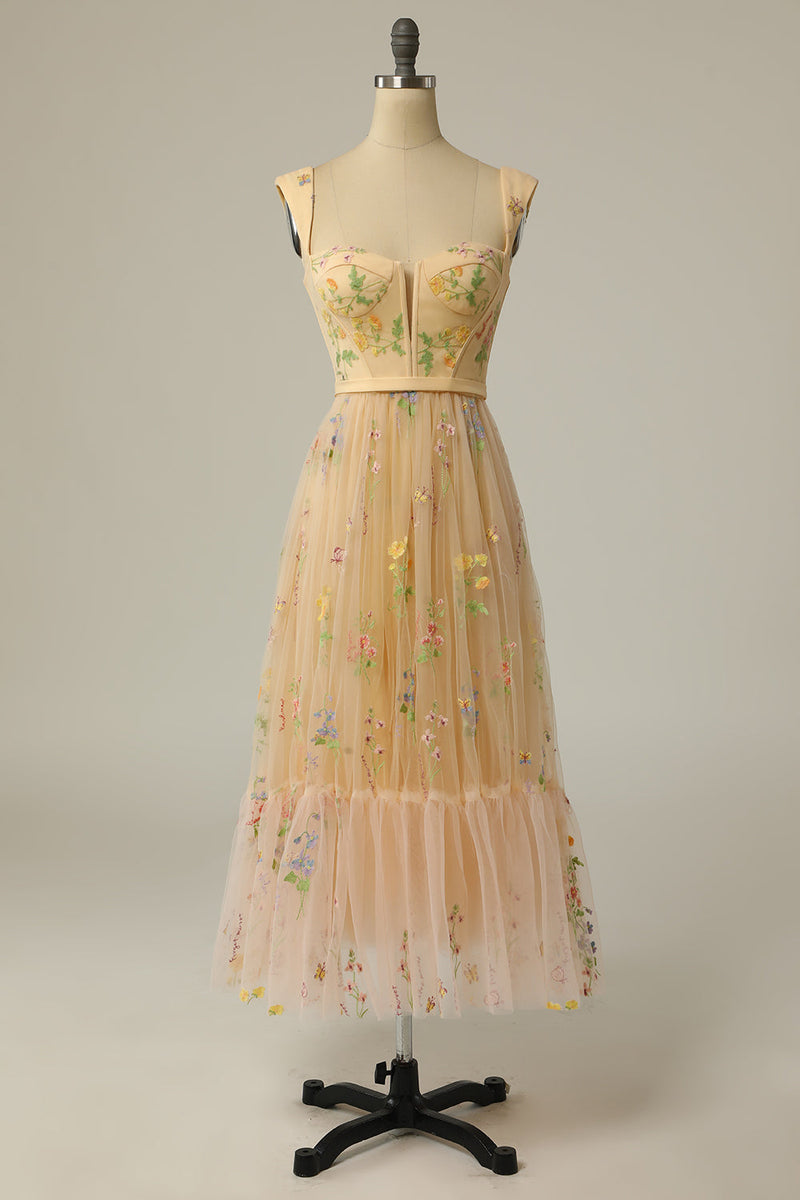 Stylish Long A-Line Ball Gown with Embroidery - Anna