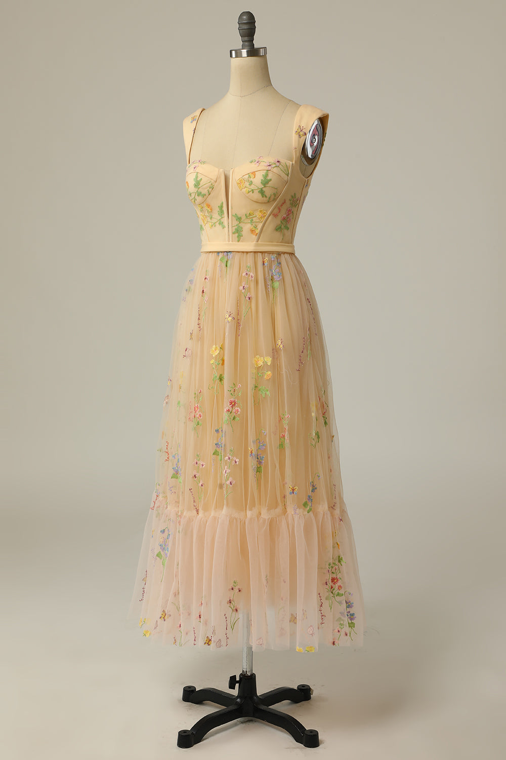 Stylish Long A-Line Ball Gown with Embroidery - Anna