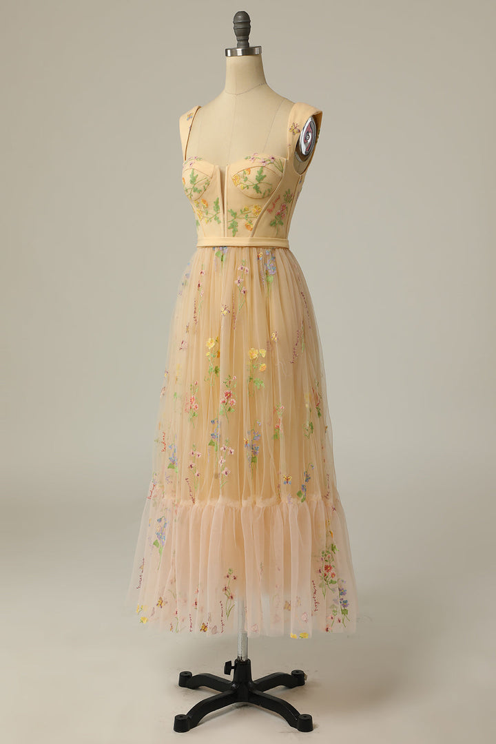 Stylish Long A-Line Ball Gown with Embroidery - Anna