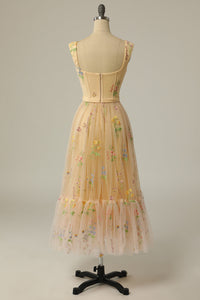 Stylish Long A-Line Ball Gown with Embroidery - Anna