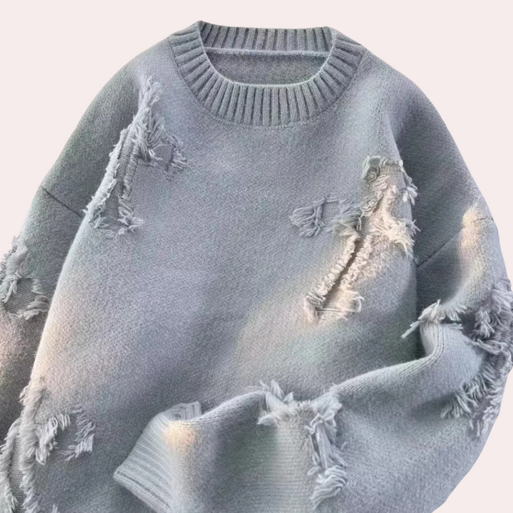 Trendy Grijze Trui met Uniek Design voor Heren - Dario