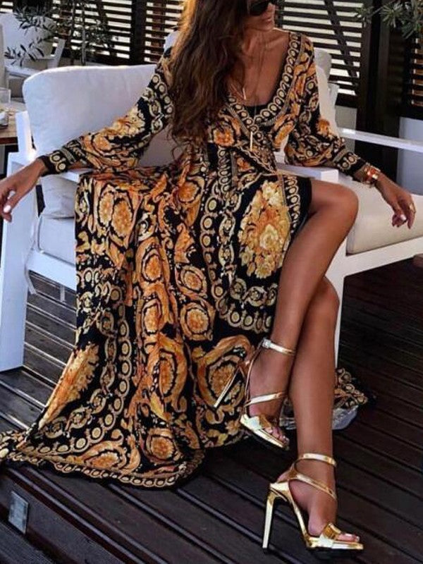 Summer Wrap Dress | Boho Women's Dress with Slit