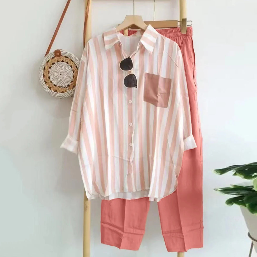 Lässiges Blusen- und Hosen-Set aus luftigem Stoff – Noémie