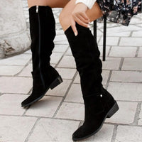 Dameslaarzen van suede-look met blokhak – Elinor