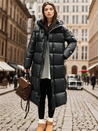 Stilvoller langer gesteppter Damen-Wintermantel - Mila