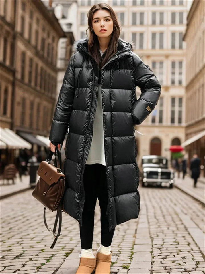 Stilvoller langer gesteppter Damen-Wintermantel - Mila