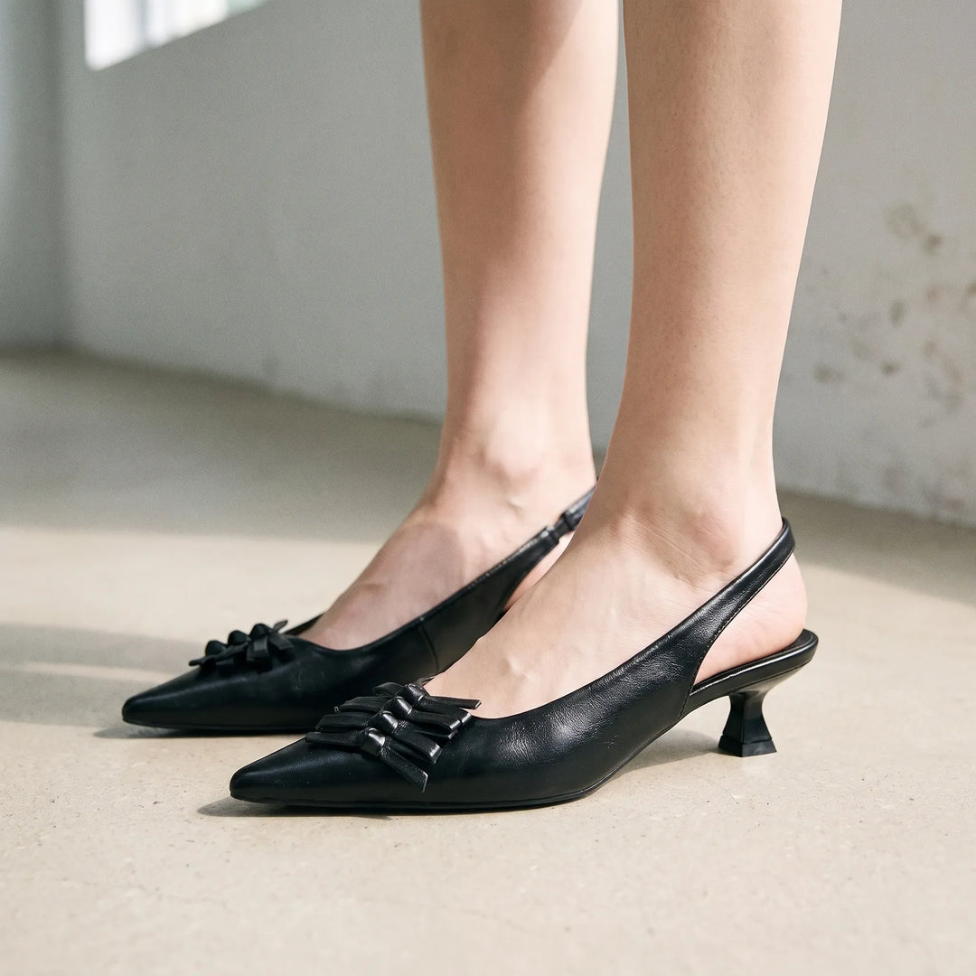 Zwarte Slingbacks Met Spitse Neus - Kristina