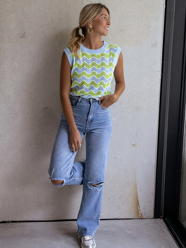 Trendy summer top in knitted look - StrickGlow