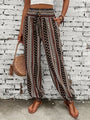 Boho-Hochbund-Damenhose mit Print & raffinierter Taille – Linara
