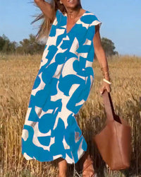 V-Ausschnitt Maxikleid mit Print - Bella
