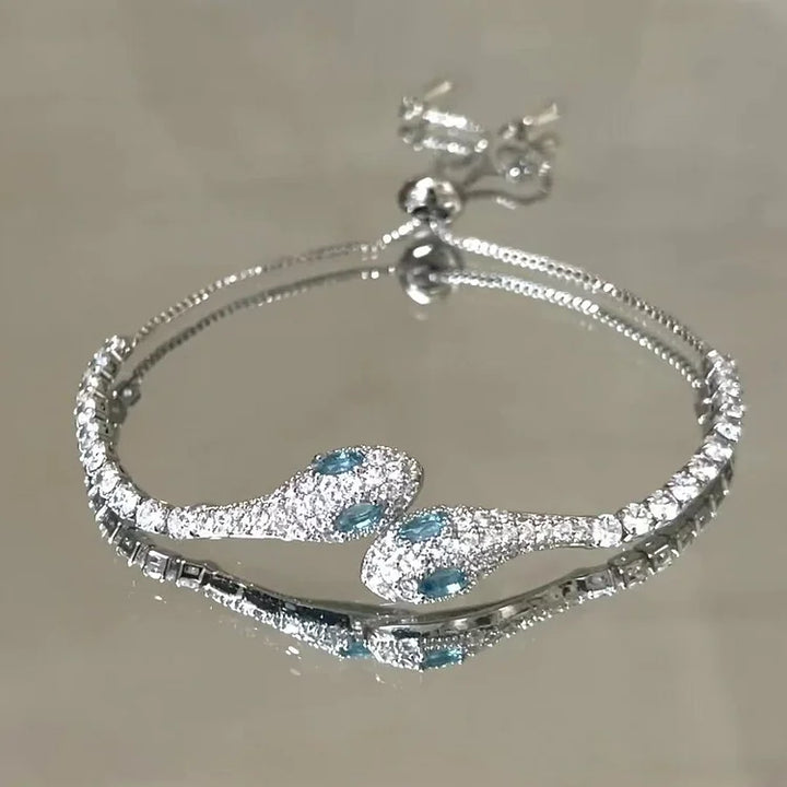 Silbernes Schlangenarmband mit Zirkonia - Lyra