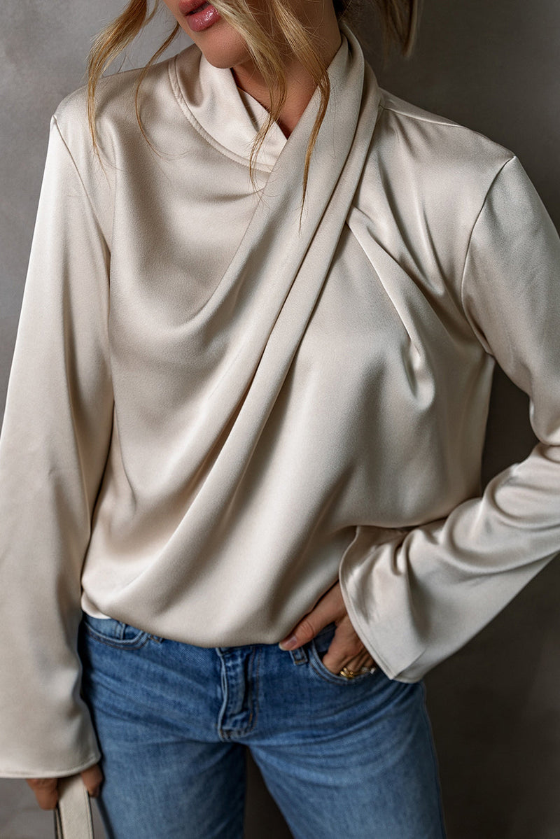 Satin Damenbluse mit Wickeloptik - Livia