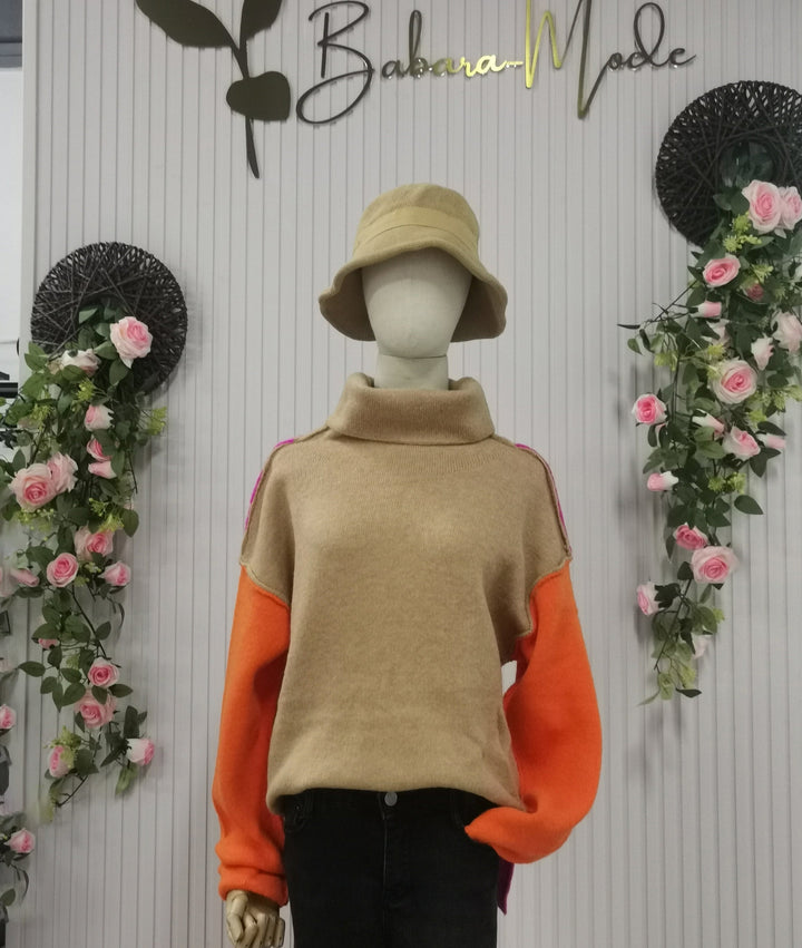 Beeindruckender Color-Block Strickpullover - AutumnVibe