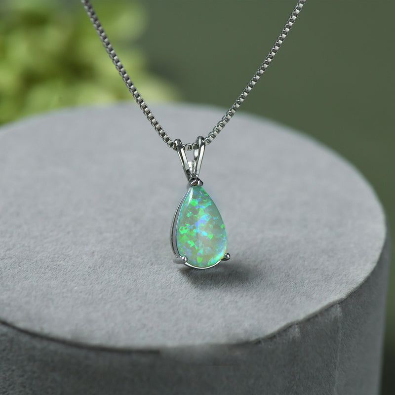 Minimalistische Tropfen Opal Anhänger Halskette - Selina