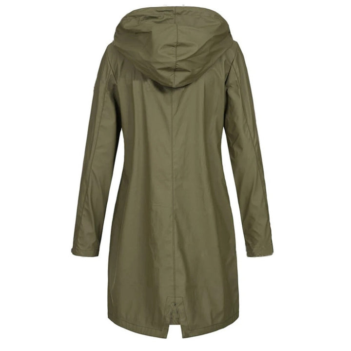 Langer Damen-Herbstmantel mit hohem Kragen & Knopfleiste – Leandra
