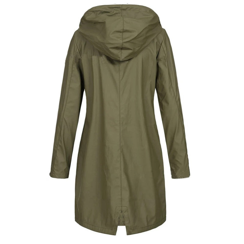 Langer Damen-Herbstmantel mit hohem Kragen & Knopfleiste – Leandra