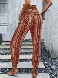Boho-Hochbund-Damenhose mit Print & raffinierter Taille – Linara