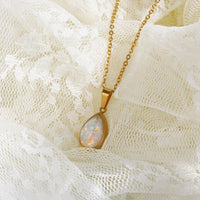 18K Natural Opal Drop Pendant Necklace - Eloise