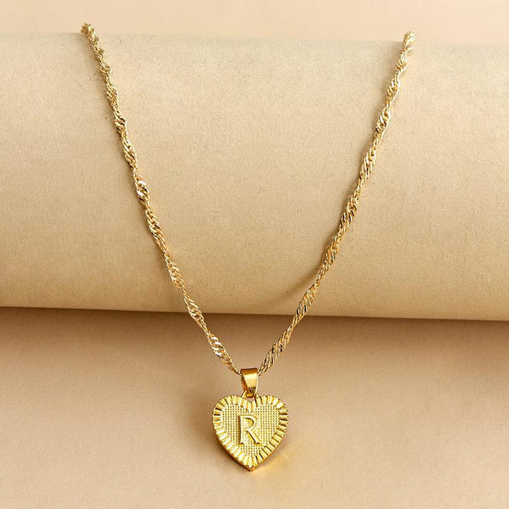 Goldene Initial Herz Anhänger Kette - Amara