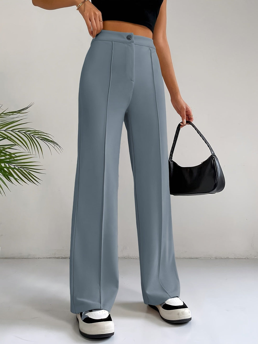 Trendige Damenhose mit hoher Taille und Plissee - Emilia
