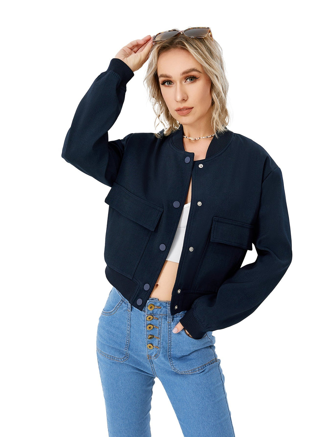 Lichte Dames Bomberjack met Knoopsluiting - Mira