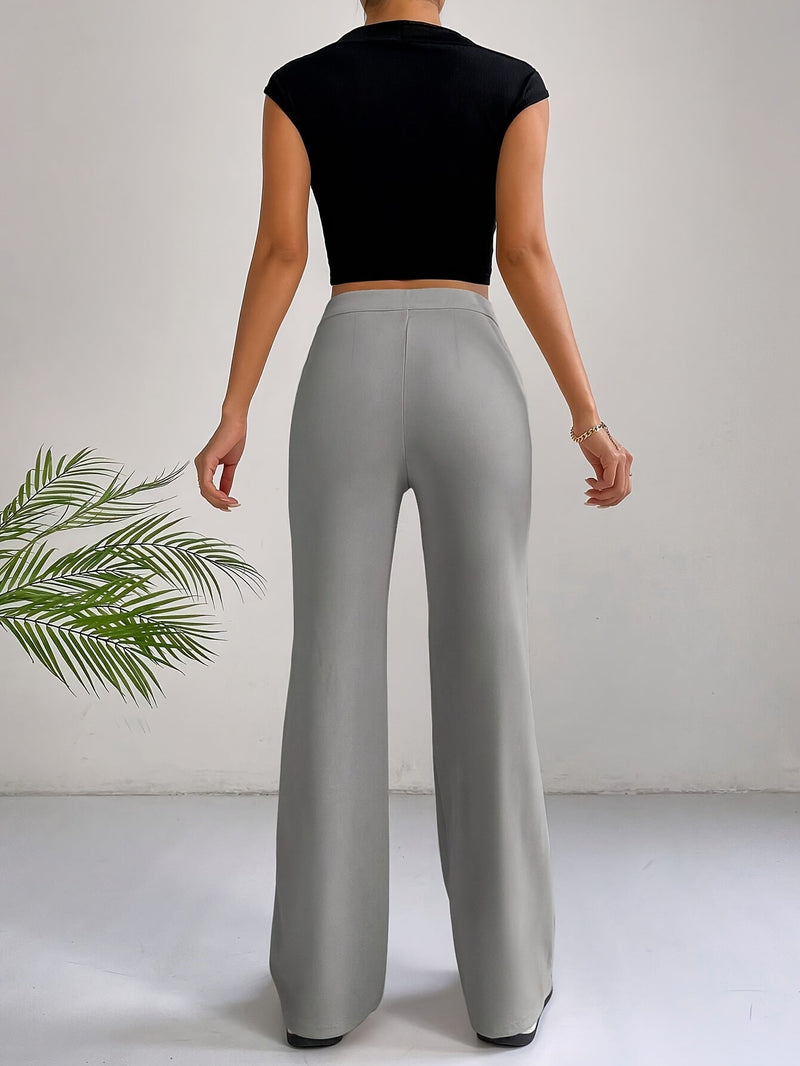 Trendige Damenhose mit hoher Taille und Plissee - Emilia