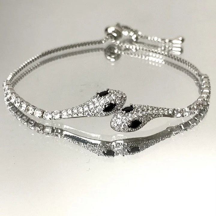 Silbernes Schlangenarmband mit Zirkonia - Lyra