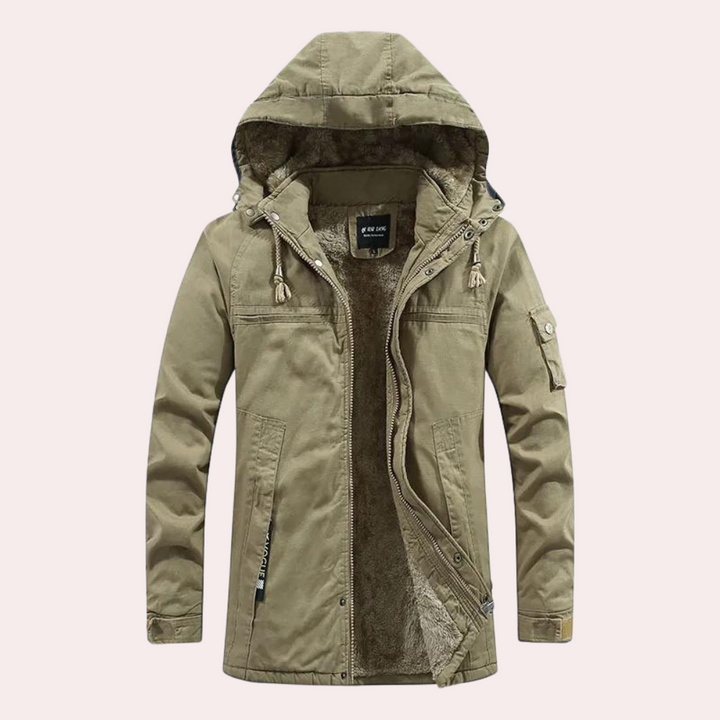 Gefütterte Herren-Winterjacke mit warmer Kapuze - Logan