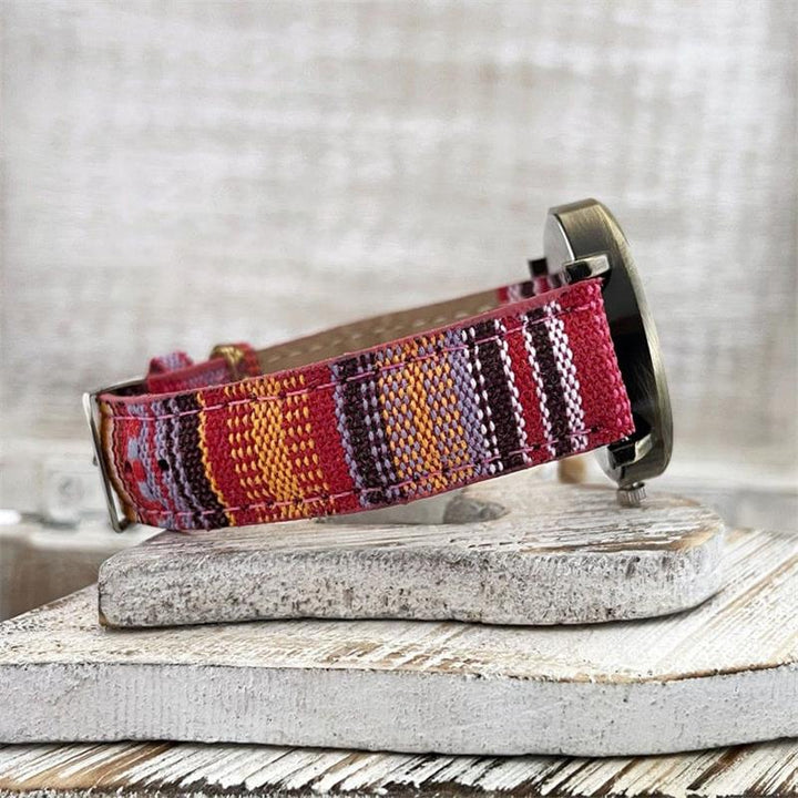 Multi-colored rainbow pattern watch with braided strap – Elyvra 