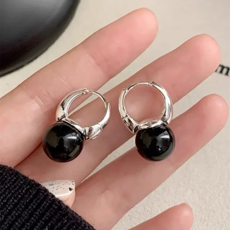 Stilvolle schwarze Onyx-Ohrringe - Lina
