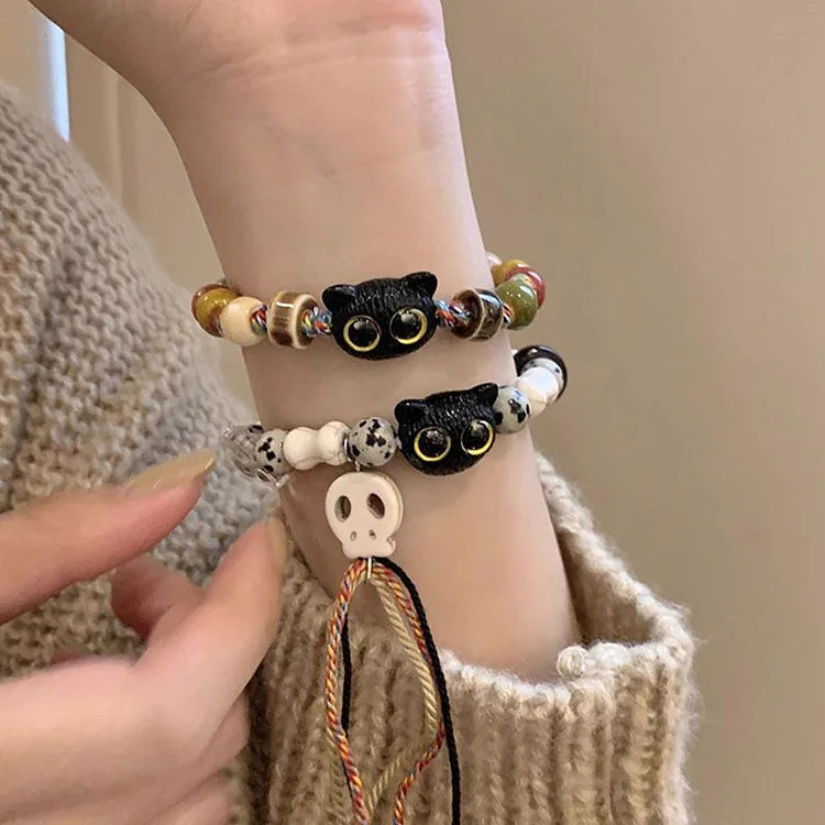 Kätzchen und Totenkopf Armband - Selina