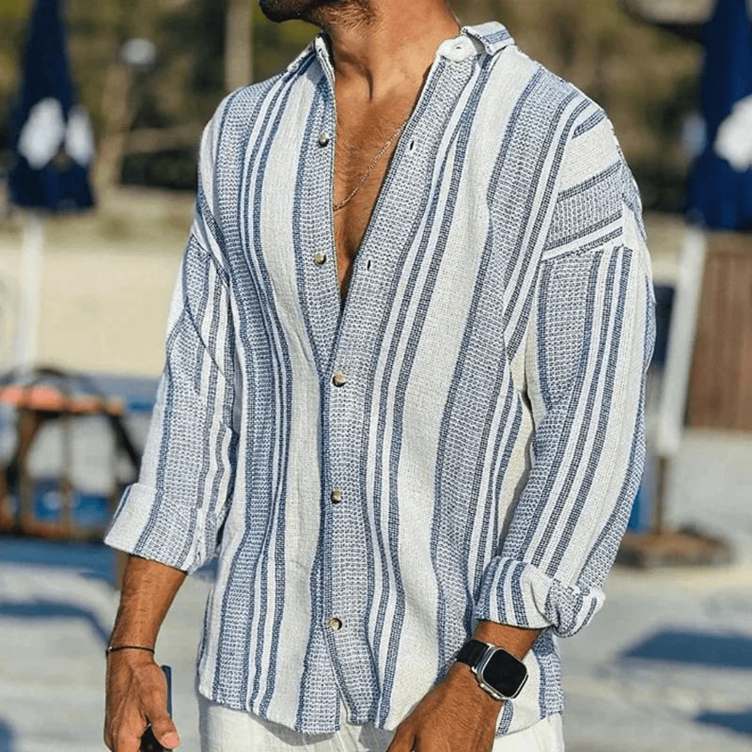Luftiges Herren-Sommerhemd mit Knopfleiste – Elias