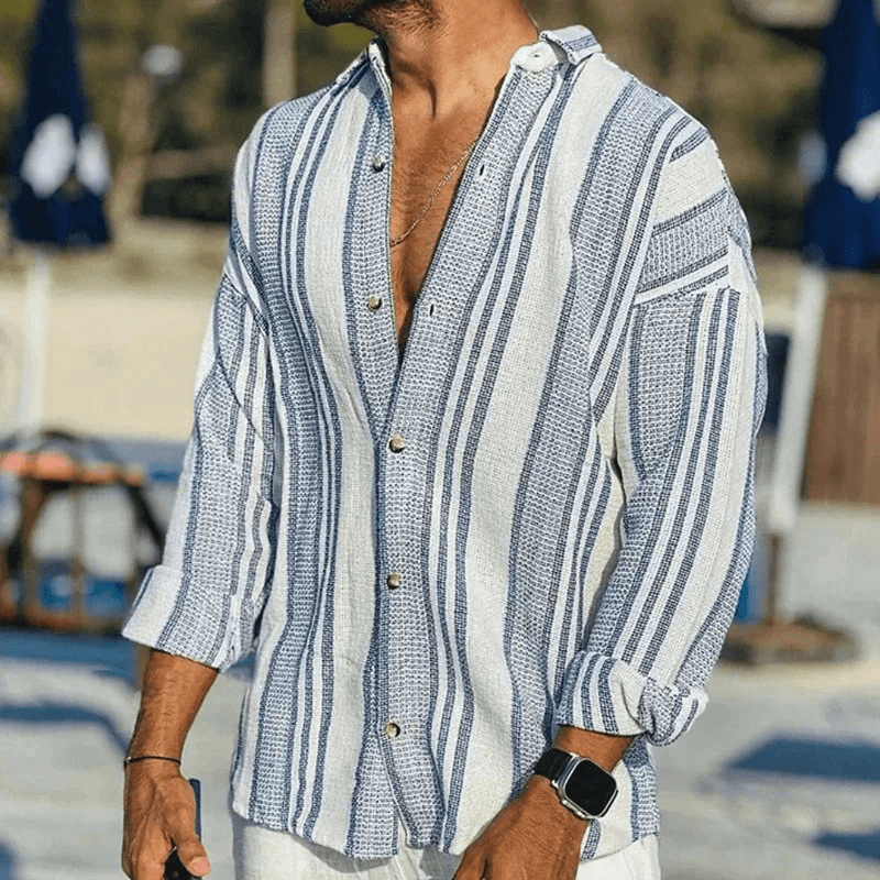 Luftiges Herren-Sommerhemd mit Knopfleiste – Elias