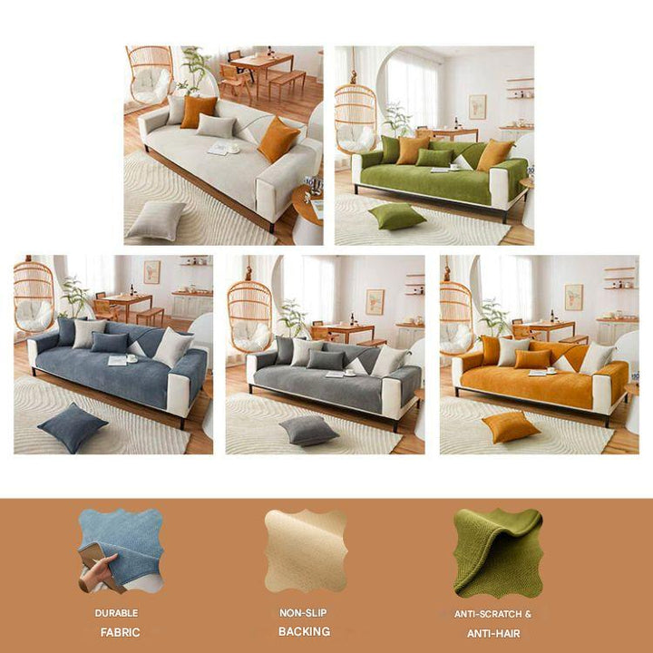 Chenille Sofaschoner mit Fischgrätstruktur – VeluraShield