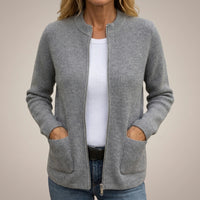 Cozy Zip-Up Cardigan with Deep Front Pockets 1