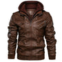 Herren-Lederjacke mit abnehmbarer Kapuze - Ryder