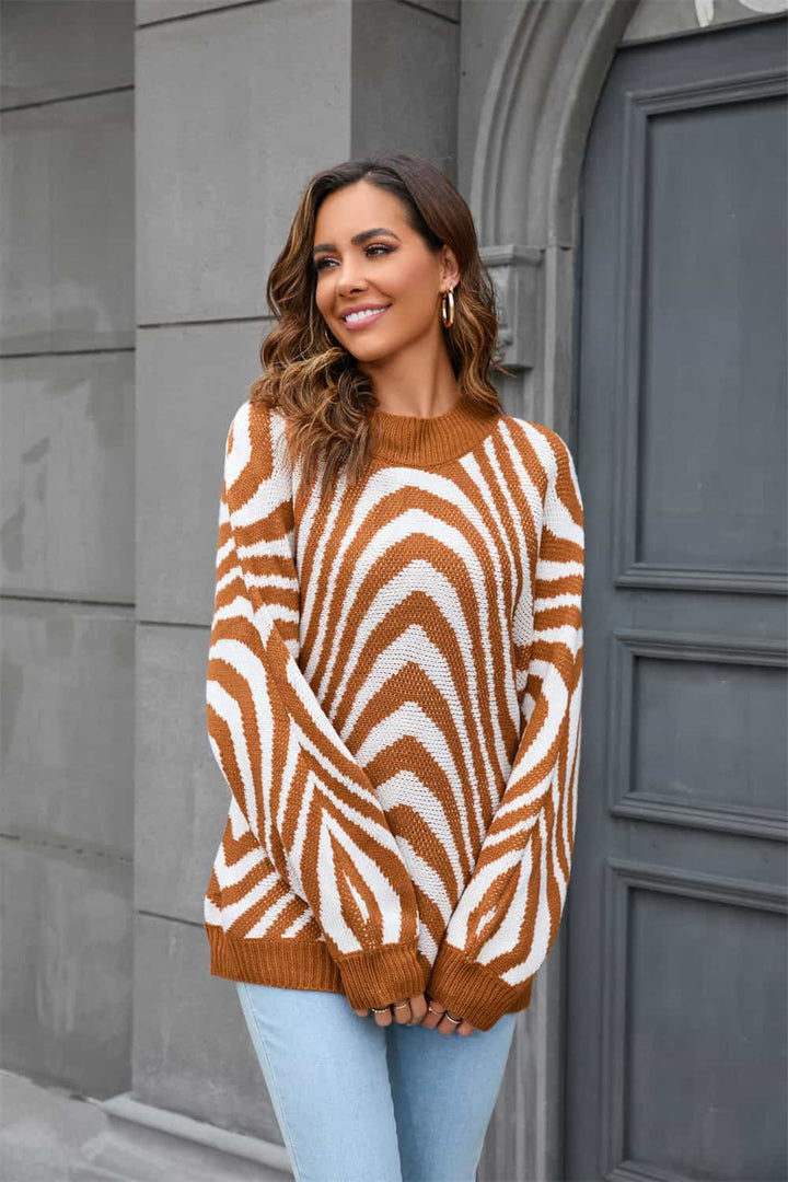 Pullover mit Rundhals und Print - Azure