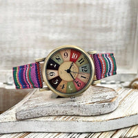 Multi-colored rainbow pattern watch with braided strap – Elyvra 