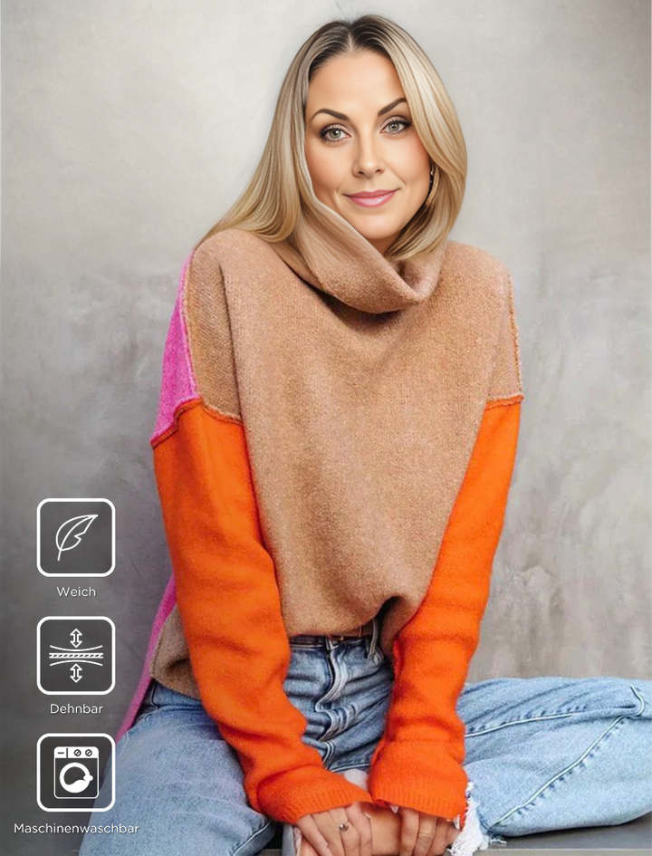 Beeindruckender Color-Block Strickpullover - AutumnVibe