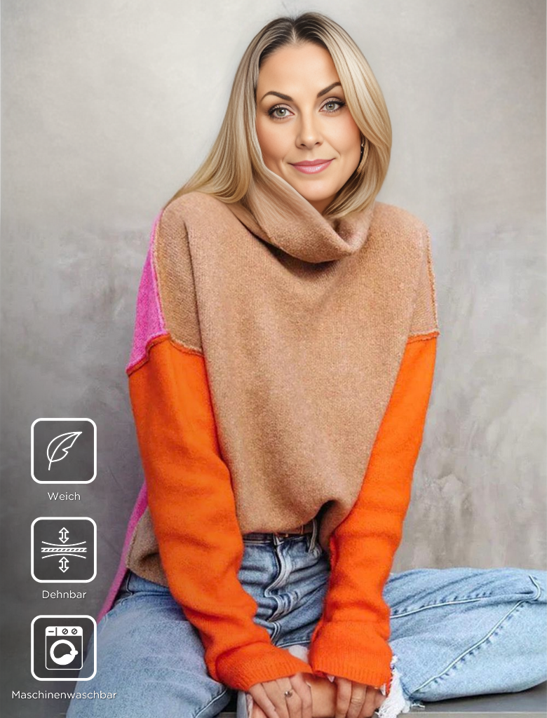 Beeindruckender Color-Block Strickpullover - AutumnVibe