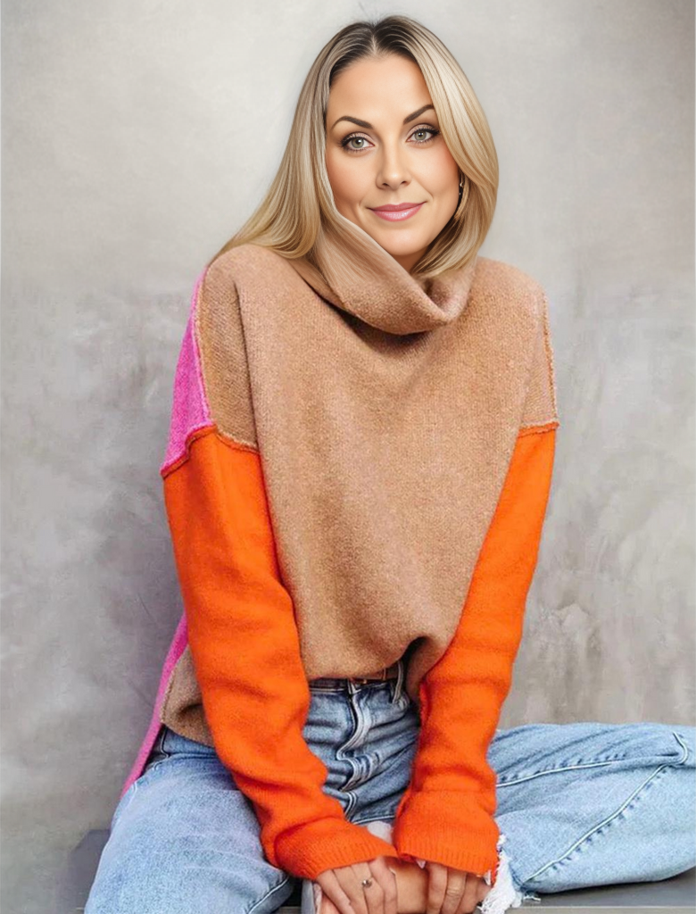 Beeindruckender Color-Block Strickpullover - AutumnVibe