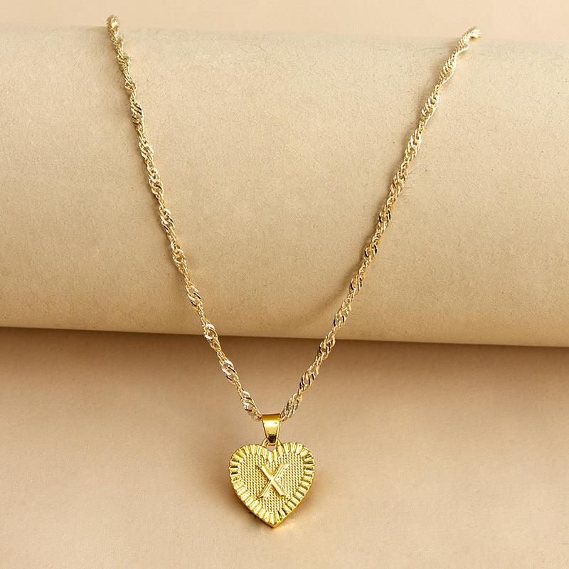 Goldene Initial Herz Anhänger Kette - Amara