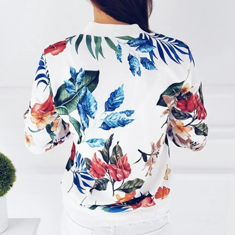 Langärmelige Damen Sommerjacke mit Blumenmuster – Liora