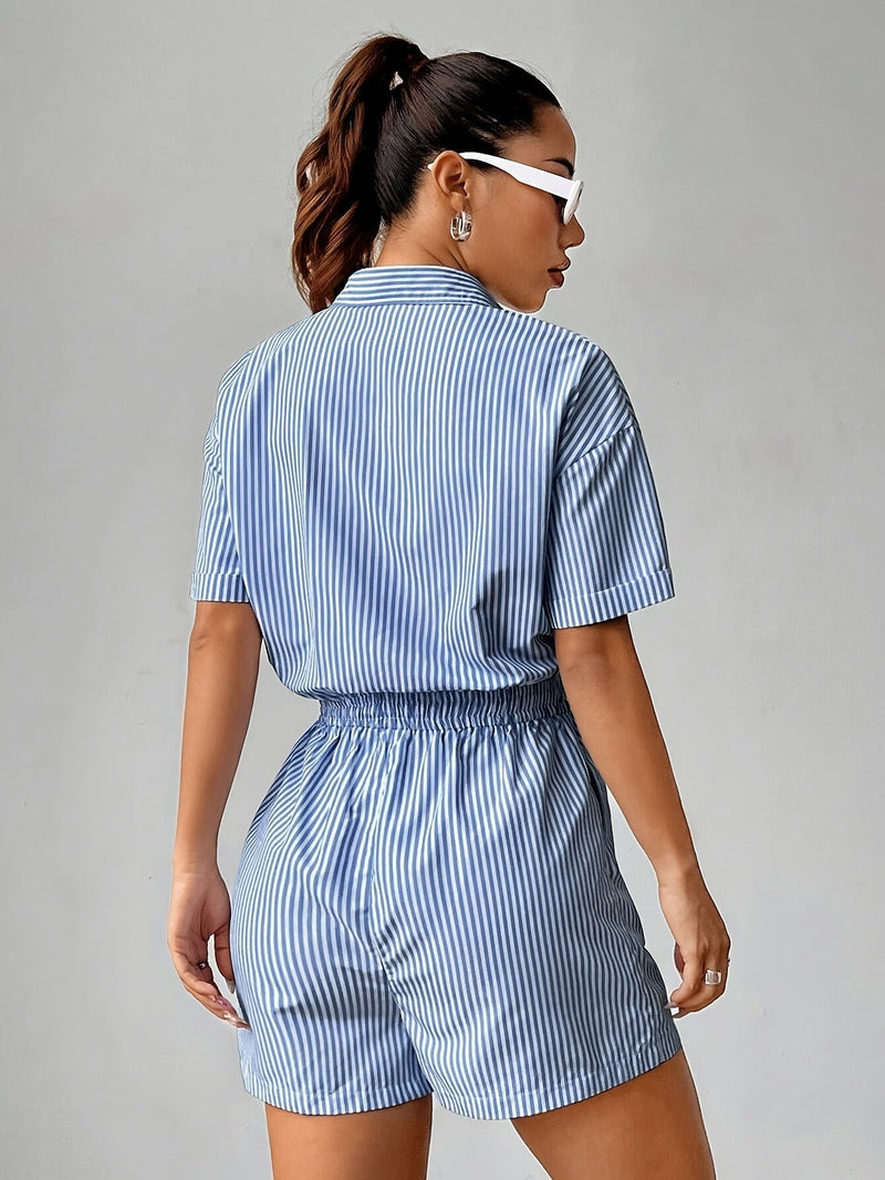 Trendy dames jumpsuit met korte mouwen voor de zomer - StreifenFrisch